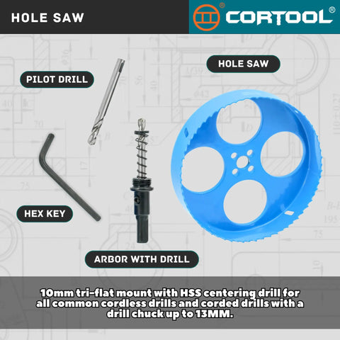 Heavy Duty 6-1/4 Inch Bi Metal Hole Saw Kit With Arbor and components for metal and wood cutting