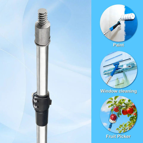 Rugged Edge Protector Handle Pole With Sponge Grip shown with replaceable rod head for paintbrush or high reach tasks.
