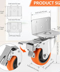 Rock Solid Heavy Duty 3 Inch L Shaped Casters Set Of 4 With Double Lock Brakes Smooth Rolling Swivel Wheels close-up of size details and locking mechanism