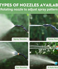 Cordless Battery Powered Sprayer Wand With Telescoping Reach And 26.5Ft Hose Rechargeable Handle 3 Adjustable Nozzles