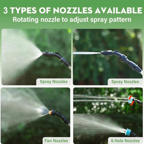 Cordless Battery Powered Sprayer Wand With Telescoping Reach And 26.5Ft Hose Rechargeable Handle 3 Adjustable Nozzles