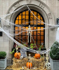 Six 16 Inch Full Body Poseable Skeletons With Movable Joints For Halloween Indoor Outdoor Spooky Decor, on porch display