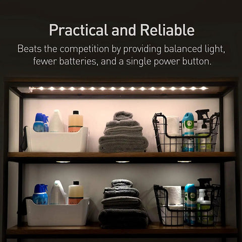 Luminoodle Under Cabinet Lighting LED Light Strip For Shelves And Kitchen Cabinets Warm White 2700K illuminating storage