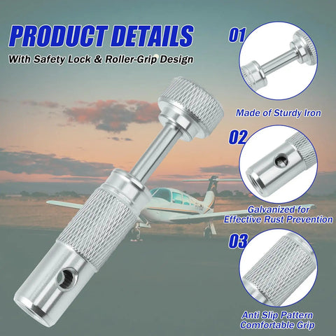 Beefed Up Heavy Duty Valve Stem Removal Tool Set With Safety Lock And Roller Grip For Large Diameter Aircraft Tire Valves