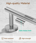 Close-up of wall mount detail in the Brushed Nickel 4 Piece Bathroom Accessories Set, Wall Mounted, 18 Inch Towel Bar.