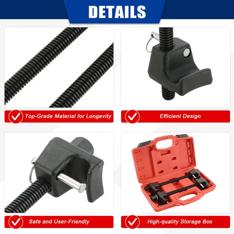 Macpherson Strut Spring Compressor Set Heavy Duty 2-Piece Coil Spring Remover Tool with 21mm Socket in red storage case.
