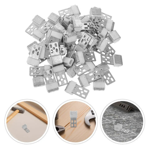 24 Piece Sofa Spring Repair Clips Kit For Heavy Duty Upholstery And Furniture Fixes, Silver Metal Clips With 4 Hole Design