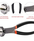 3-Piece Nail Puller Pliers Set with 7Inch End-Cutting Plier featuring sharp cutting head and anti-slip handle