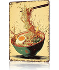 Funny Vintage Ramen Bowl Metal Sign With Chopsticks Splash 8x12 Inch Tin Wall Art For Kitchen Home Office Garage Decor Durable Aluminum Ready To Hang Today