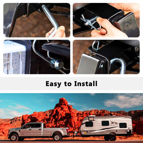 Trailer Hitch Pin And Clip With Grooved Head For Easy Install Five Eighth Inch Diameter Fits Two Inch And Two And A Half Inch Receivers Four Pack Heavy Duty Steel Ready For Towing And Rack Accessories used on truck trailer hitch