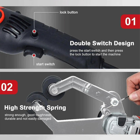 GVBNOTT Pipe Tube Polisher Sander With 50 Sanding Belts And Protective Cover ergonomic double switch design and high strength spring for durability.