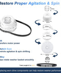 Washer Pulley Clutch Kit With Drive Belt And Splutch Cam Kit For Top Load Washers replacement includes W10006384 belt