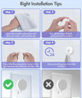 Installation guide for Heavy Duty No Drill Adhesive Hooks Set 3 Pound Capacity Damage Free White 6 Pack Self Stick Hangers.