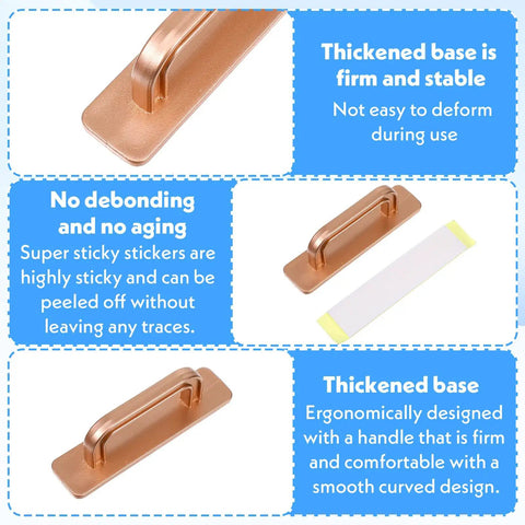 4 Pack Adhesive Cabinet Handles No Drill Stick On Cabinet Pulls Durable Self Stick Drawer Handles For Kitchen Bathroom Furniture Easy Install Strong Bonding On Wood Metal Plastic, gold handle