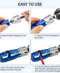 Drill Wire Stripper Twister Tool 2025 Upgraded Wire Stripping And Twisting Connector instructions for use with drill attachment.