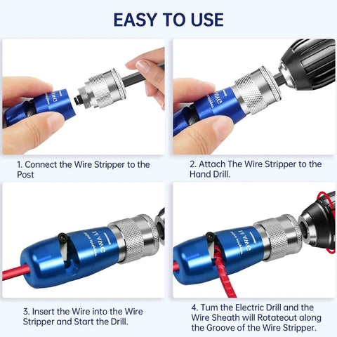 Drill Wire Stripper Twister Tool 2025 Upgraded Wire Stripping And Twisting Connector instructions for use with drill attachment.