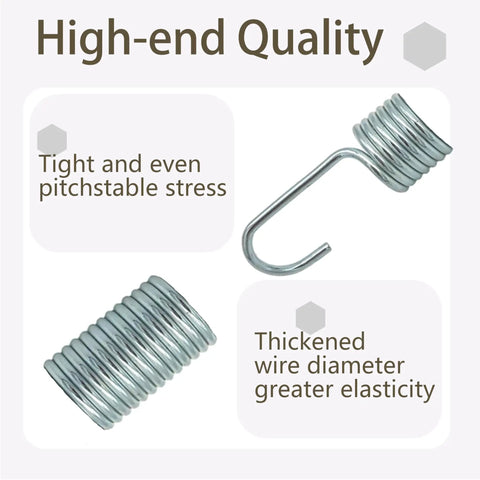 High Grade Recliner Replacement Long Neck Tension Springs Built For A No Sweat Chair Repair Featuring Exact Hook Specs. Close-up of springs.