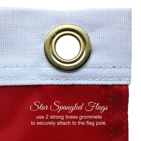 Made In USA Heavy Duty 3x5 Outdoor Flag, 100 Percent Nylon With Embroidered Stars And Sewn Stripes, brass grommet detail