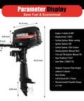 4 Stroke 6.5 Hp Outboard Motor For Boats With CDI Ignition, 123cc Water Cooled Short Shaft, detailed view with specifications