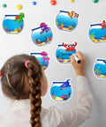 Girl using 160 Ocean Animals Name Tag Stickers Set With Eight Cute Sea Creature Designs for Back To School name labeling
