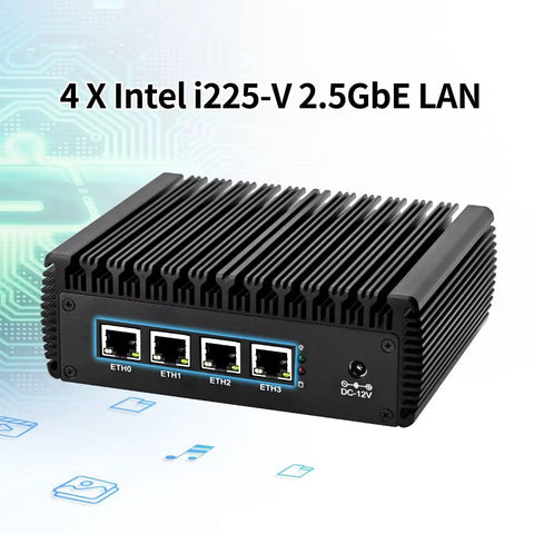Beast Mode Fanless Firewall Appliance Mini Computer Powered By Intel N5105 With Quad 2.5 Gigabit Ethernet Ports For Opnsense Gateways Home Networks Or Small Server Rigs Smooth Performance, featuring 4 Ethernet ports.