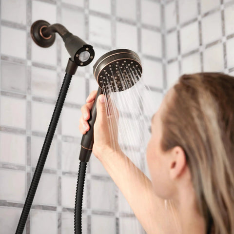 Magnetix Six-Function Detachable Handheld Showerhead With Magnetic Docking System In Mediterranean Bronze Finish 3.5 Inch Face