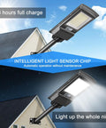Outdoor Solar Street Light Dusk To Dawn With 3 Modes Motion Sensor And Remote Control Waterproof Commercial Parking Lot Lighting