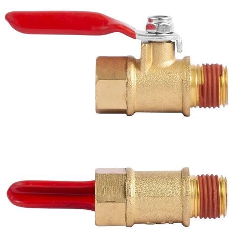 Two Pack One Quarter Inch Heavy Duty Brass Ball Valve Shut Off For Air Compressors, One Quarter NPT Male To Female Fittings