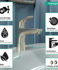 Focus Modern Upgrade Easy Clean One Handle Tall Bathroom Sink Faucet Brushed Nickel Finish With 7 Inch Reach Smooth Ceramic Cartridge
