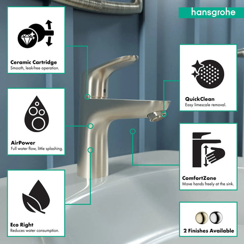 Focus Modern Upgrade Easy Clean One Handle Tall Bathroom Sink Faucet Brushed Nickel Finish With 7 Inch Reach Smooth Ceramic Cartridge