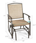 Outdoor Glider Chairs Set Of 2 With Sturdy Metal Frame And Breathable Mesh, single chair dimensions, metal and mesh detail
