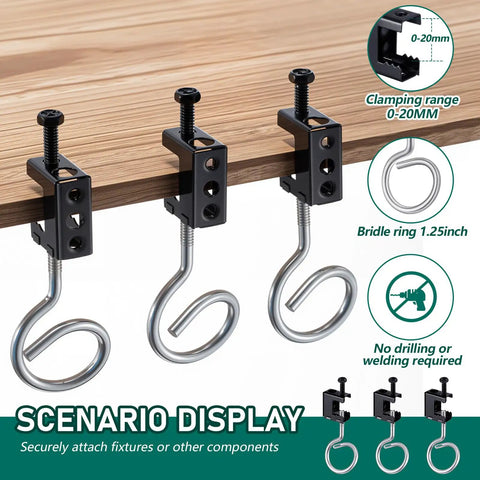 50 Piece Set Of Spring Steel One Quarter Inch Twenty Beam Clamps And One And A Quarter Inch Bridle Rings Bolt On Hangers Kit For Pipe Cable Woodworking And Metalworking Projects beam clamp and bridle ring on wood