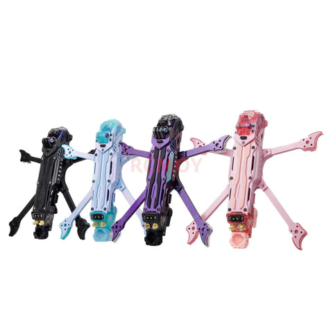 5 Inch Carbon Frame Kit Dope Dual Wide X and DC Wheelbase Options 225mm or 235mm, Fully Compatible With Propulsion Modules, Mechanical Propulsion Rig Blue Pink Finish in black, blue, purple, and pink