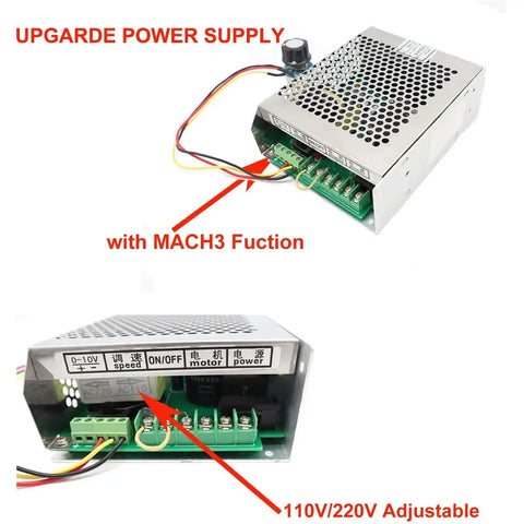 Ready To Roll Air Cooled 800W CNC Spindle Motor Kit With ER11 Collet Chuck DC 110V Power Supply And Quick Dial Speed Governor, detailed view of upgraded power supply.