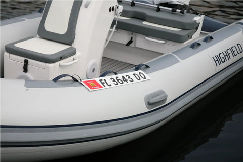 Marine Registration Plate Kit For Inflatable Boats And Ribs No Glue Needed 4 By 24 Inch ABS Mounting Boards With Zip Ties Saltwater Resistant Made In USA Pair mounted on inflatable boat