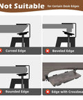 Diagram showing desk edge types not suitable for Under Desk Keyboard Tray With Storage Drawer, Heavy Duty Clamp Mount.