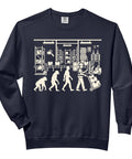 Evolution Of The Warehouse Associate Logistics Pro Sweatshirt with warehouse graphics on black cotton fabric