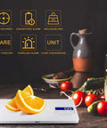 Digital Kitchen Scale 33Lb Capacity With High Precision Sensors Tare And Unit Conversion LCD Display A Must Have For Baking Cooking And Meal Prep Easy Read White Finish with oranges on a countertop