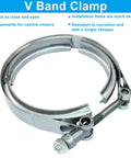 4 Inch Beefed Up Stainless Steel V Band Clamp With Quick Release Universal Flange Kit For Racing Exhaust Down Pipes For Ford Pickup Trucks Rust Resistant 304 Stainless Construction close-up view