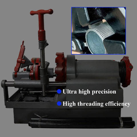Heavy Duty One Hundred Ten Volt Electric Pipe Threading Machine And Half Inch To Three Inch Threader Kit with alloy steel cutters.