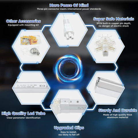 Image showing features of Large Hexagon Diamond LED Ceiling Lights For Garages, Shops, Offices, And Auto Repair Bays.