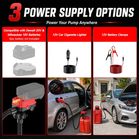 Cordless Fuel Transfer Pump With Auto Shutoff And Solid Grip Nozzle For Gasoline Diesel Oil 5Gpm Battery Operated connecting to car.