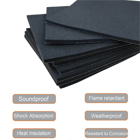 8 Pack Neoprene Foam Anti Vibration Pads With Sticky Backing Heavy Duty High Density Closed Cell Padding 6x6 Inches Black