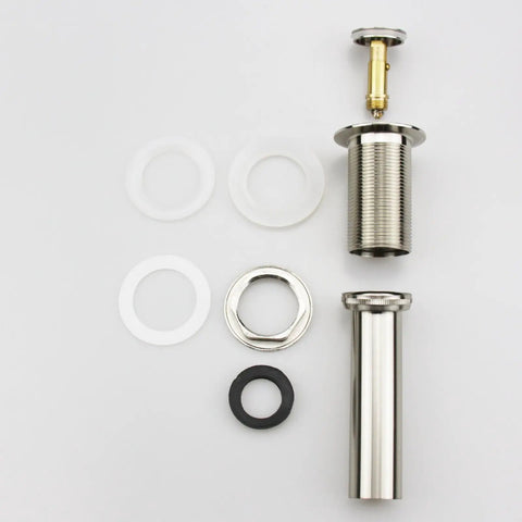 Pop Up Bathroom Sink Drain Assembly No Overflow Fits 1.57 To 2.36 Inch Openings With 1 And A Quarter Inch Tailpiece Solid Brass Stopper