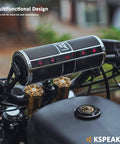 Beefed Up Dual Motorcycle Bluetooth Speakers Waterproof Radio Audio System With Built In Amplifier For ATV Scooter Bike 12 Volt Vehicle 3 Inch Metal MP3 Player Unit mounted on handlebars