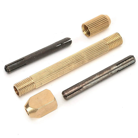 Pin Vise Hand Drill With Replaceable Heads Non Slip Copper Handle On The Go Watch Tool components laid out