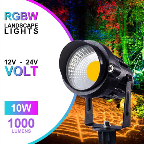 Color Changing Outdoor Spotlight Kit With Remote Control 10W RGBW LED Landscape Lights 12V To 24V Waterproof Spotlights For Yard Garden Patio Lawn 10 Pack Halloween Decor For Epic Curb Appeal