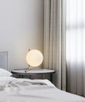 Mid Century Modern Brass Table Lamp With Gold Glass Globe Contemporary Desk Light for bedroom nightstand