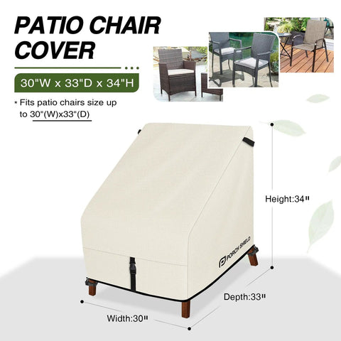 Patio Chair Covers 2 Pack Waterproof Outdoor Lounge Deep Seat Fit 30W x 33D x 34H Beige on deck chairs