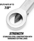 Close-up of Heavy Duty Nut Splitter Tool For Removing Rusty, Broken Or Damaged Nuts Without Damaging Bolt Threads, Manual Nut Breaker.